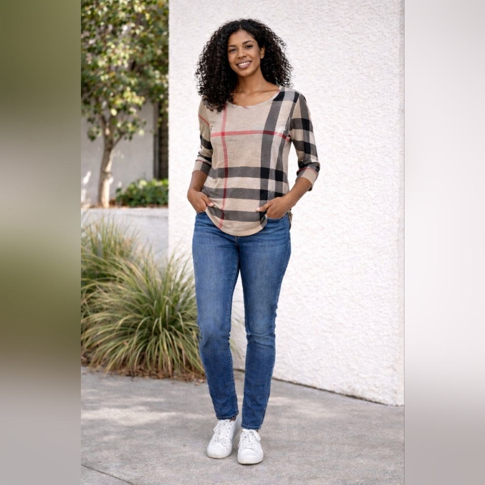 🤍 Burberry Brit Plaid Knit Top | Women’s XL | AS-IS 🤍